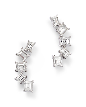 Bloomingdale's Diamond Baguette Curved Ear Climbers in 14K White Gold, 0.65 ct. t.w.