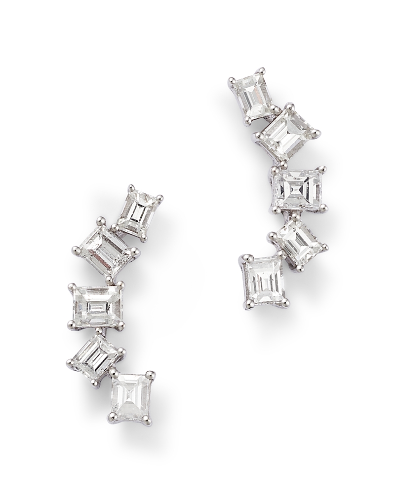 Bloomingdale's Fine Collection Diamond Baguette Curved Ear Climbers