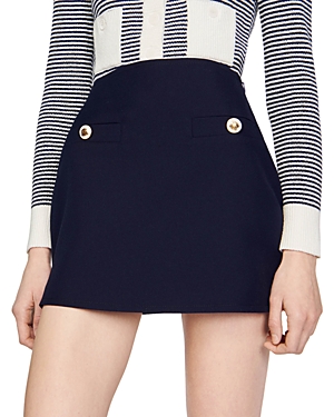 Shop Sandro Aless Mini Skirt In Deep Blue