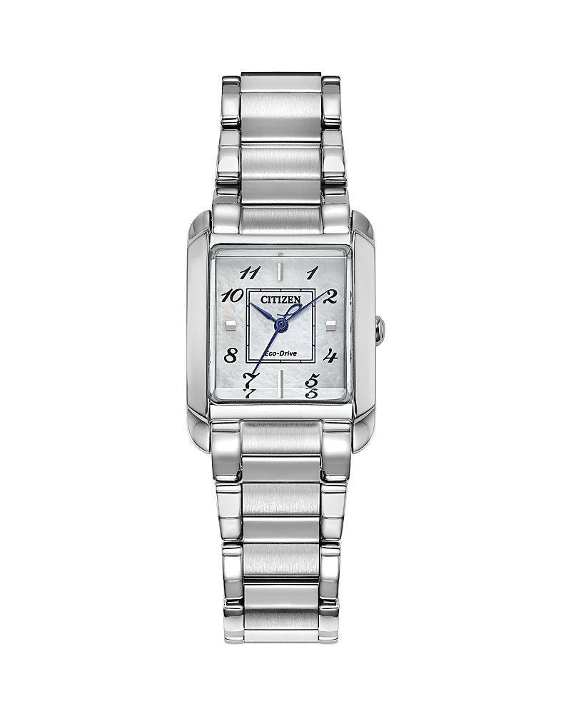 Citizen Bianca Womens Silver Tone Stainless Steel Bracelet Watch Ew5600-52d In White/silver