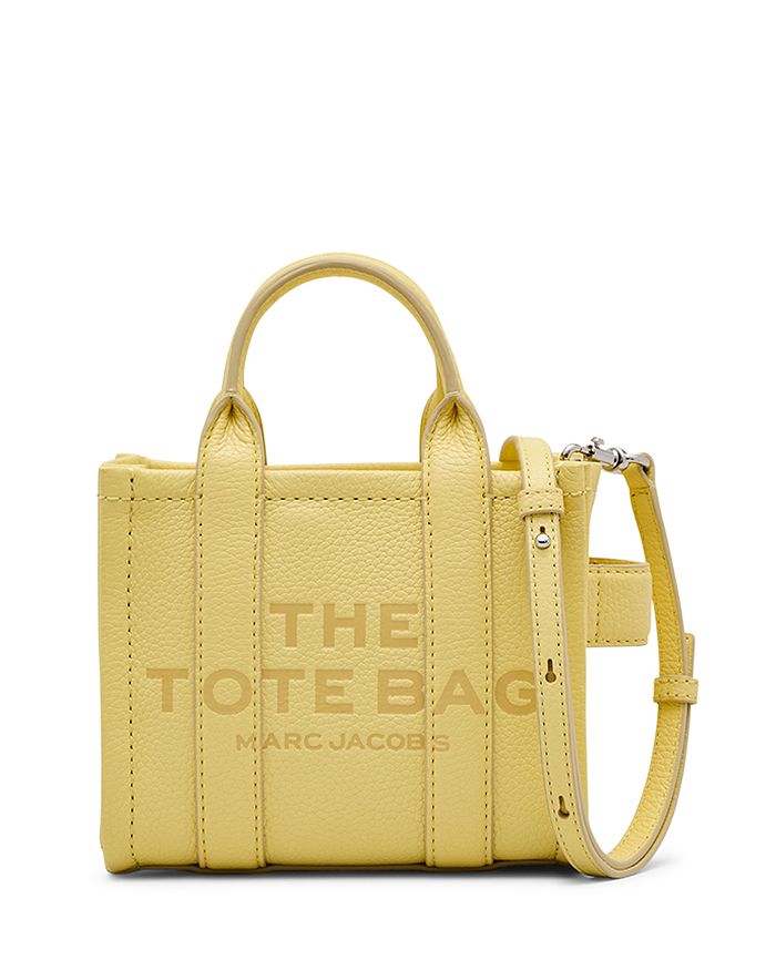 Shop Marc Jacobs The Leather Mini Tote In Custard/nickel