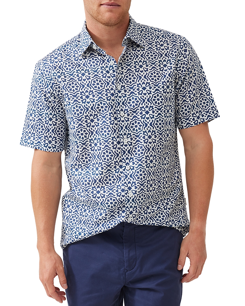 RODD & GUNN BECKSLEY SHORT SLEEVE BUTTON FRONT PRINTED SHIRT