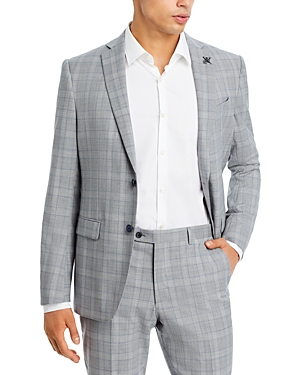 Shop John Varvatos Plaid Slim Fit Suit Jacket In Grey