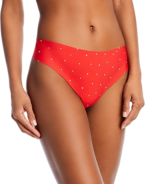 Aqua Intimates Heart Print Microfiber Thong - 100% Exclusive In Red Combo