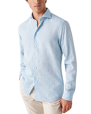 Shop Eton Contemporary Fit Linen Shirt In Light Blue