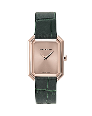 Shop Ferragamo Crystal Watch, 26.5mm X 33.5mm In Pink/green