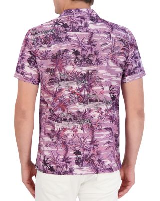 Makara Linen &amp; Cotton Classic Fit Button Down Camp Shirt