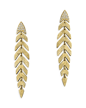 Hueb 18K Yellow Gold Bahia Diamond Leaf Drop Earrings