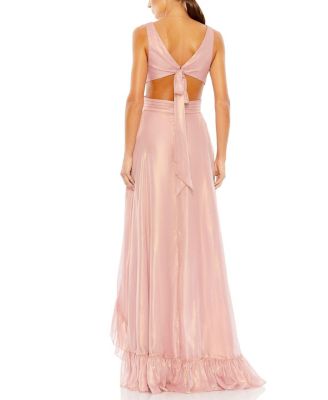 Cut Out High Low Ruffle Gown