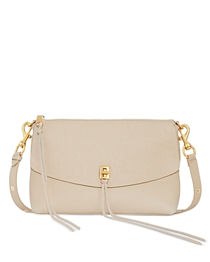 Rebecca Minkoff Darren Top Zip Leather Shoulder Bag In Stone