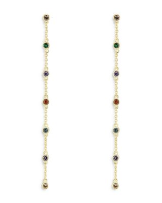 Aqua Multicolor Bezel Drop Earrings - Exclusive