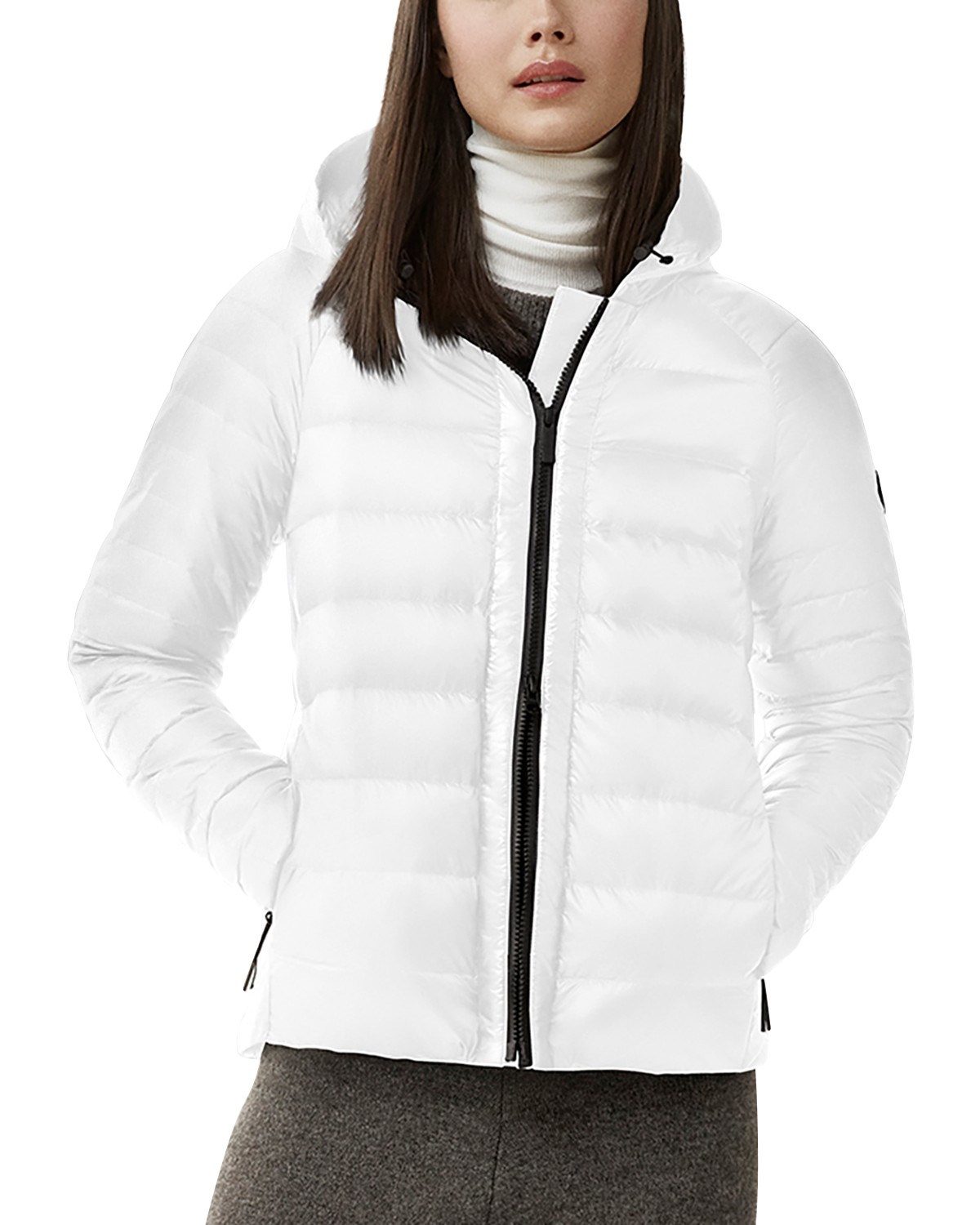 Canada Goose Black Label Roxboro Hooded Packable Short Down Coat in North Star White