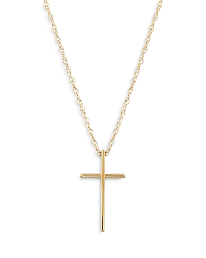 Shop Bloomingdale's Children's Polished Cross Pendant Necklace In 14k Yellow Gold, 14