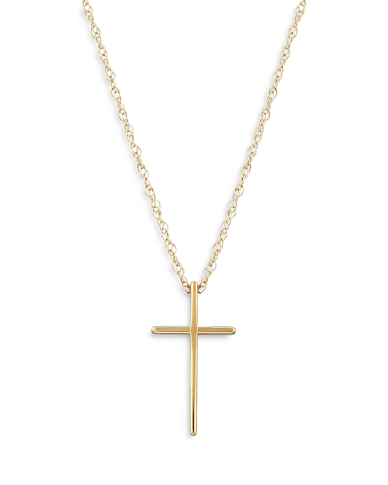 Bloomingdale's Fine Collection Children's Polished Cross Pendant Necklace in 14K Yellow Gold, 14