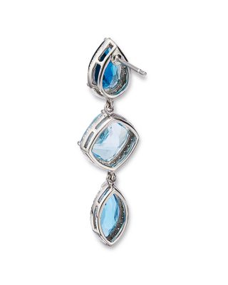 Blue Topaz Linear Drop Earrings in 14K WhiteGold