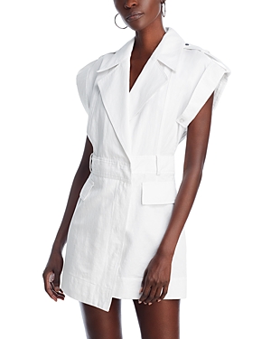 Shop A.l.c Ryan Cotton Linen Collared Dress In Off White