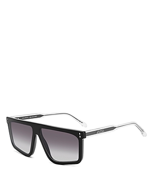 Isabel Marant Flat-top Acetate Rectangle Sunglasses In Black/gray Gradient