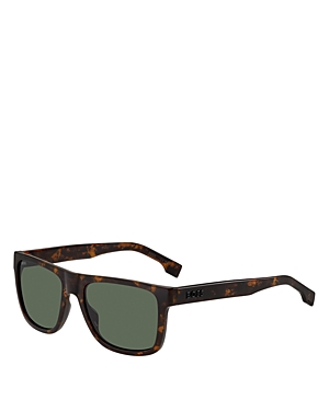 Shop Hugo Boss Flat Top Sunglasses, 55mm In Havana/green Solid