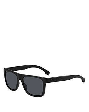 Shop Hugo Boss Flat Top Sunglasses, 55mm In Black/gray Solid