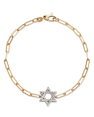 Bloomingdale's Diamond Star Of David Bracelet In 14k White And Yellow Gold, 0.18 Ct. T.w. In White/gold
