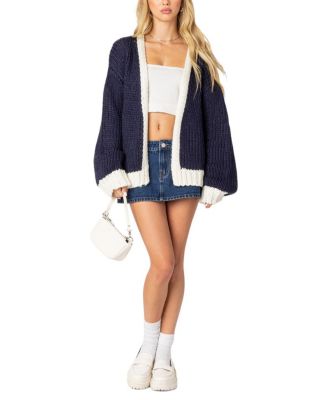 Contrast Chunky Knit Cardigan