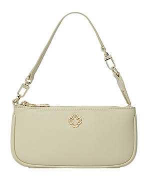 Maje Sarah Leather Clutch In Ecru