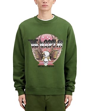 The Kooples Mens Used Kaki Graphic-print Cotton Sweatshirt In Khaki