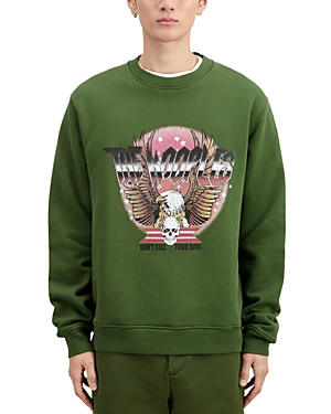 Shop The Kooples Crewneck Graphic Sweatshirt In Khaki