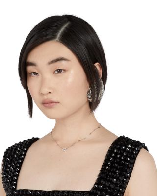 18K White Gold Interlocking G Diamond Dangle Pendant Necklace, 15-16.5"