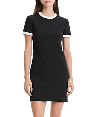 Theory Short Sleeve Ringer Mini Sheath Dress In Black/ivory