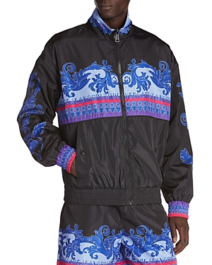 Shop Versace Jeans Couture 50d Placed Animalier Full Zip Jacket In Space