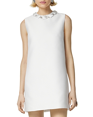 Shop Versace Duchesse Embellished Mini Dress In White