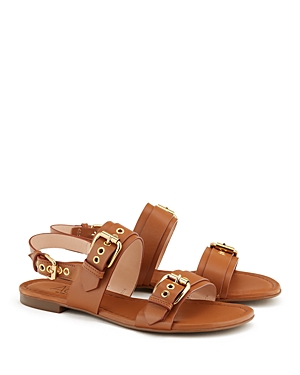 Agl Attilio Giusti Leombruni Summermulti Womens Leather Slingback Sandals In Brandy