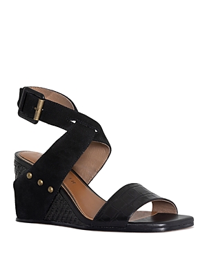Shop Donald Pliner Women's Ankle Strap Wedge Sandals In Black