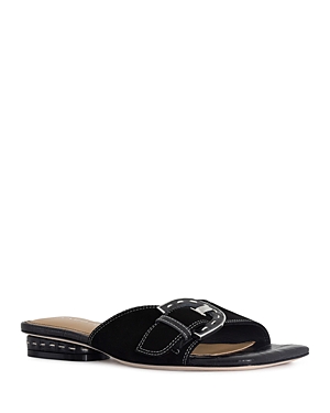 DONALD PLINER WOMEN'S SLIP ON BUCKLED SLIDE SANDALS