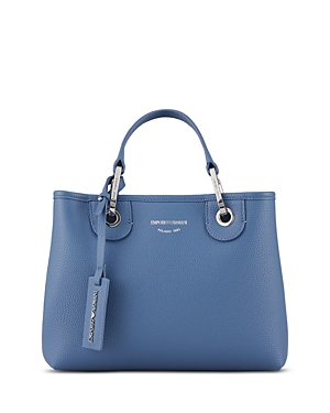 Emporio Armani Official Store Deer-print Myea Vertical Shopper Bag In Denim