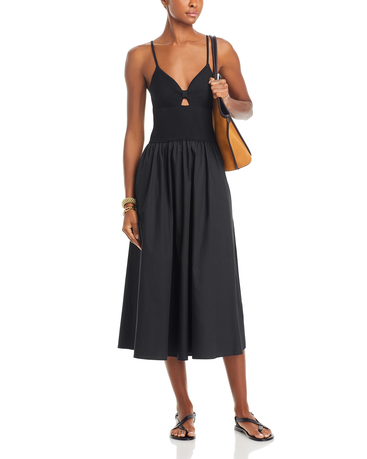 Loft Striped Cutout Back Midi Dress