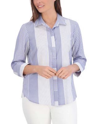 Foxcroft Luna Variegated Stripe Shirt Bloomingdale's