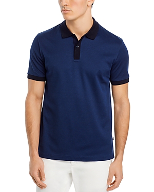 Hugo Boss Structured-cotton Polo Shirt With Mercerized Finish In Dark Blue