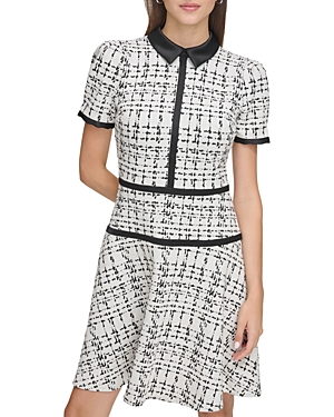 Shop Karl Lagerfeld Abstract Plaid Dress In Soft White Black