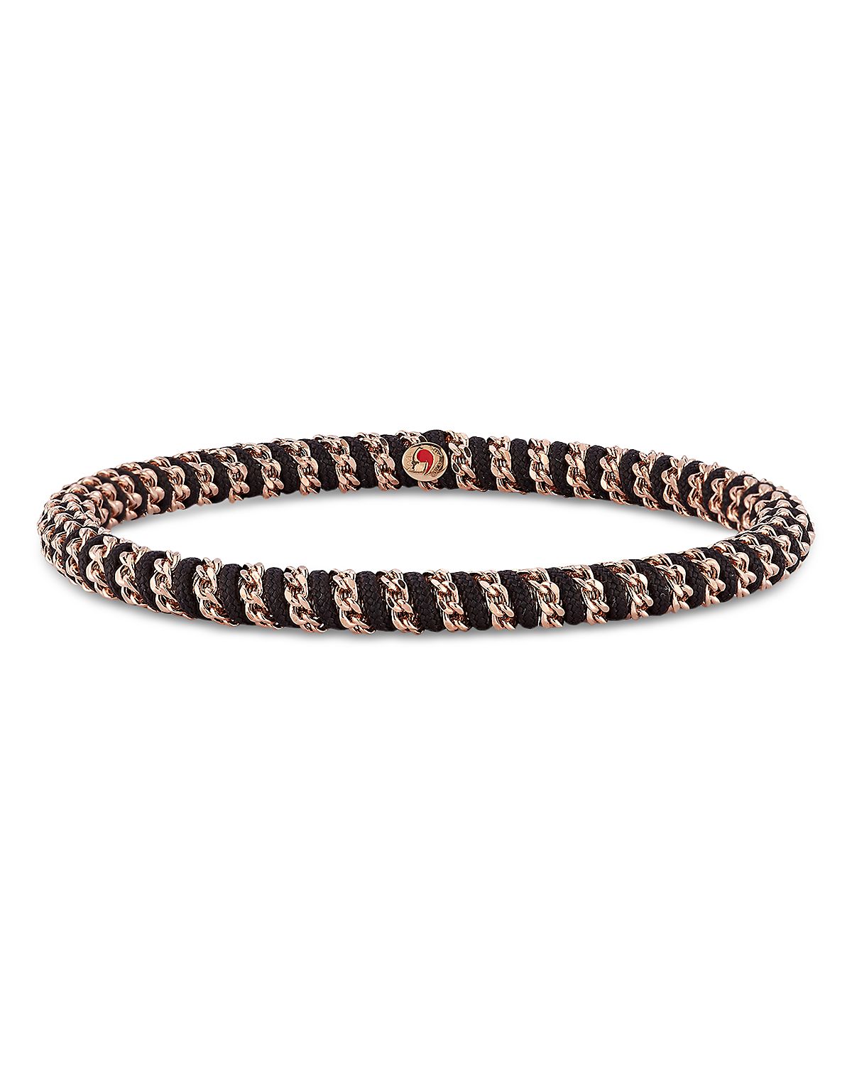 Roberto Demeglio Men's 18K Rose Gold Gio Black Nautical Cord Stretch Bracelet