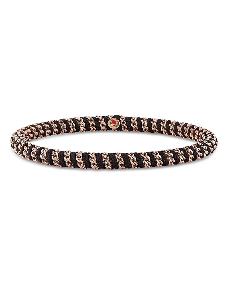 Roberto Demeglio Men's 18K Rose Gold Gio Black Nautical Cord Stretch Bracelet