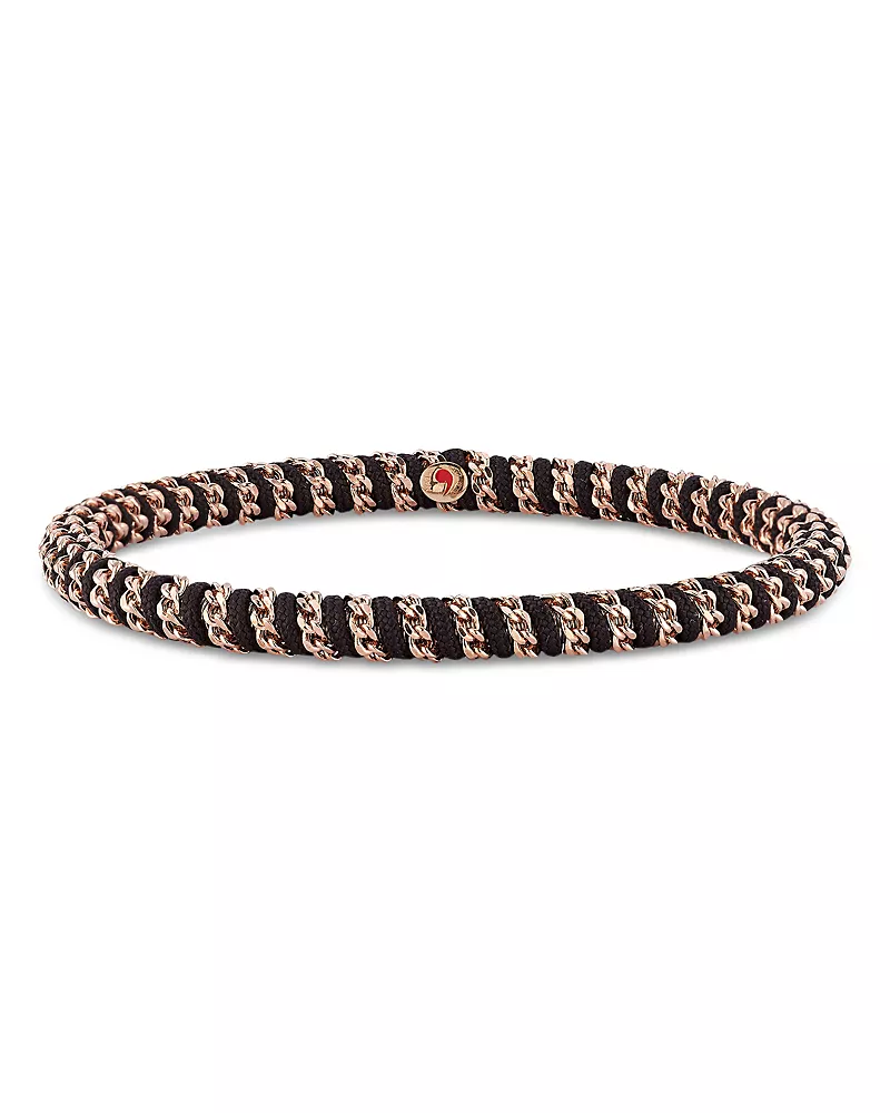 Roberto Demeglio Men's 18K Rose Gold Gio Black Nautical Cord Stretch Bracelet