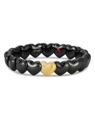 Roberto Demeglio - 18K Yellow Gold Black Ceramic Heart Stretch Bracelet