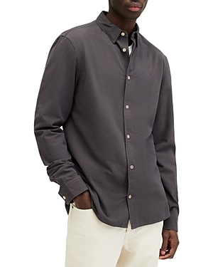 Shop Allsaints Lovell Ramskull Long Sleeve Slim Fit Shirt In Shaded