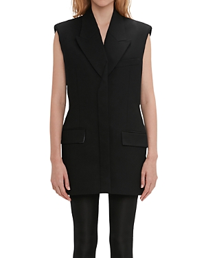 Victoria Beckham Strong-shoulder Sleeveless Tailored Mini Dress In Black