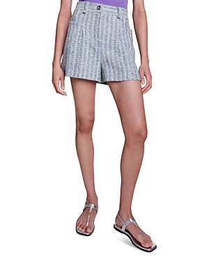Shop Maje Ioelia Tweed Shorts In Multi-color