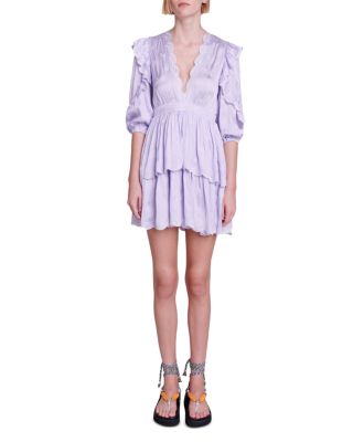 Maje Rilas Embroidered Satin Mini Dress | Bloomingdale's Women