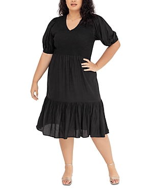 Dani Marie Cleo Smocked Midi Dress In Black