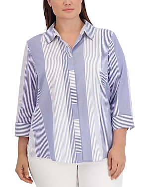 Foxcroft Plus Luna Variegated Stripe Shirt